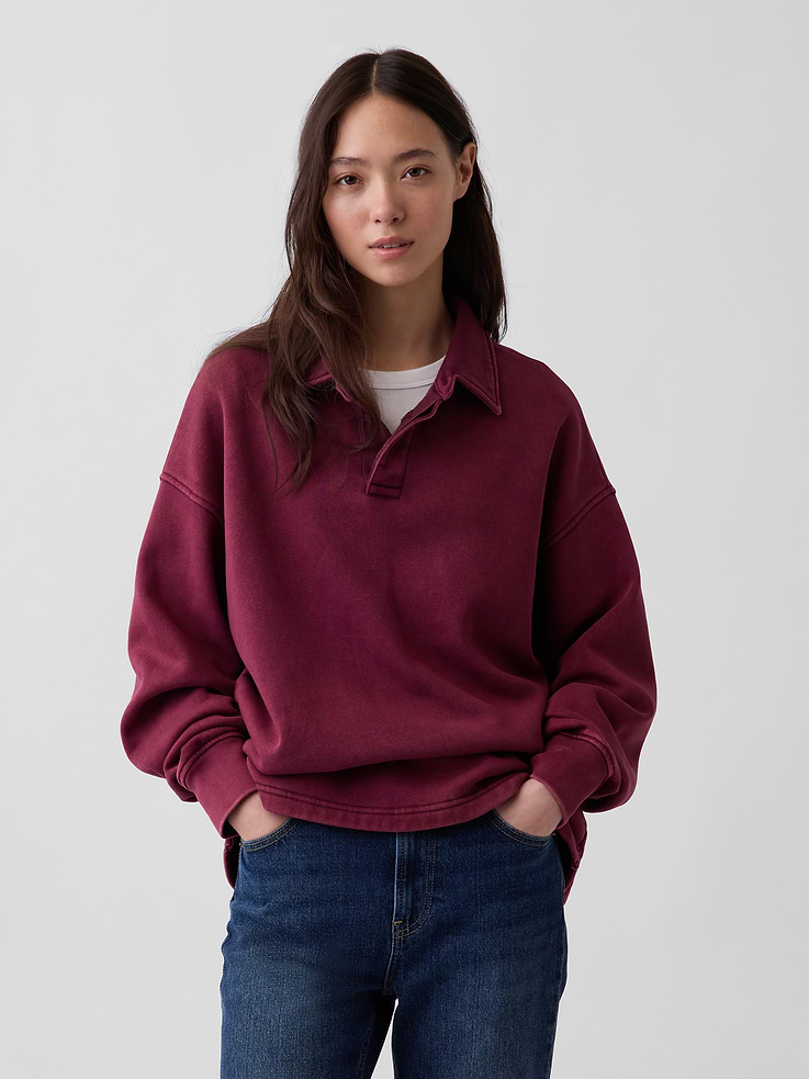 Image number 5 showing, VintageSoft Oversized Polo Sweatshirt