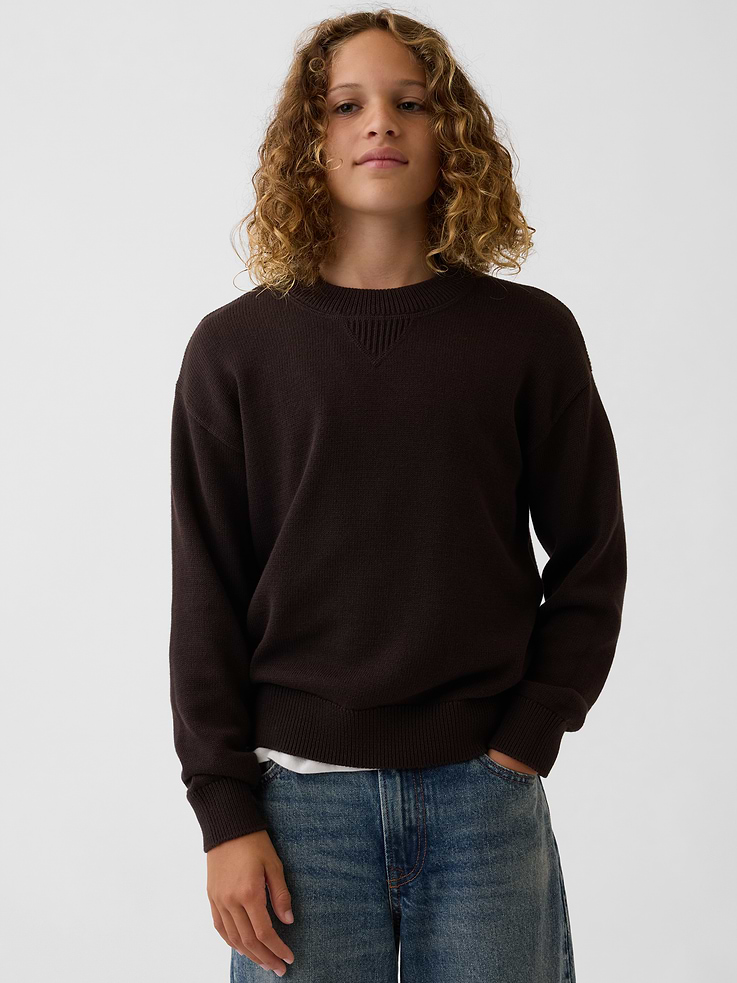 Image number 1 showing, 100% Cotton Relaxed Shaker Sweater