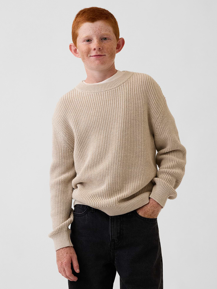 Image number 1 showing, 100% Cotton Relaxed Shaker Sweater