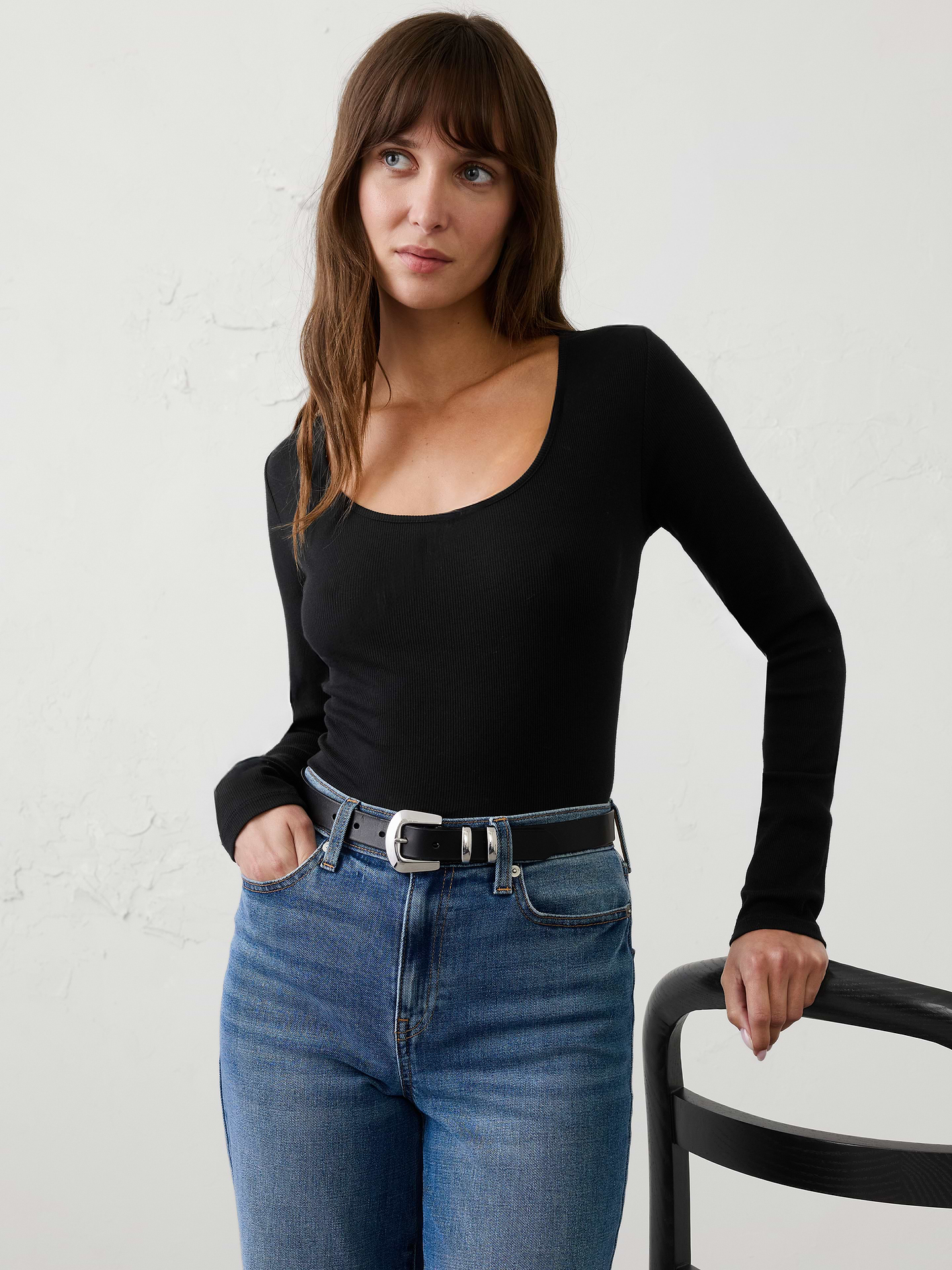 Image number 1 showing, Ribbed Scoop-Neck Top