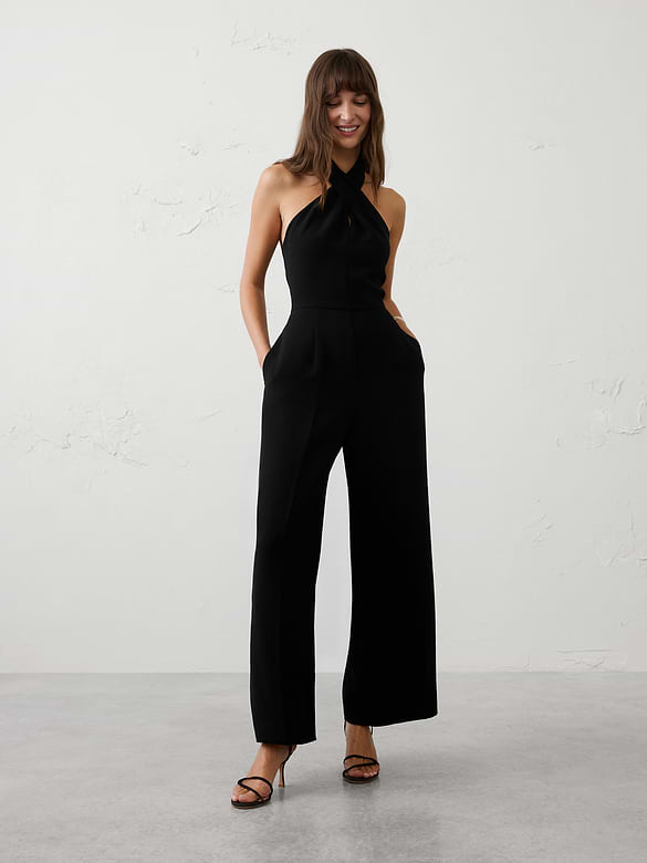 Tailored Crossed-Halter Jumpsuit