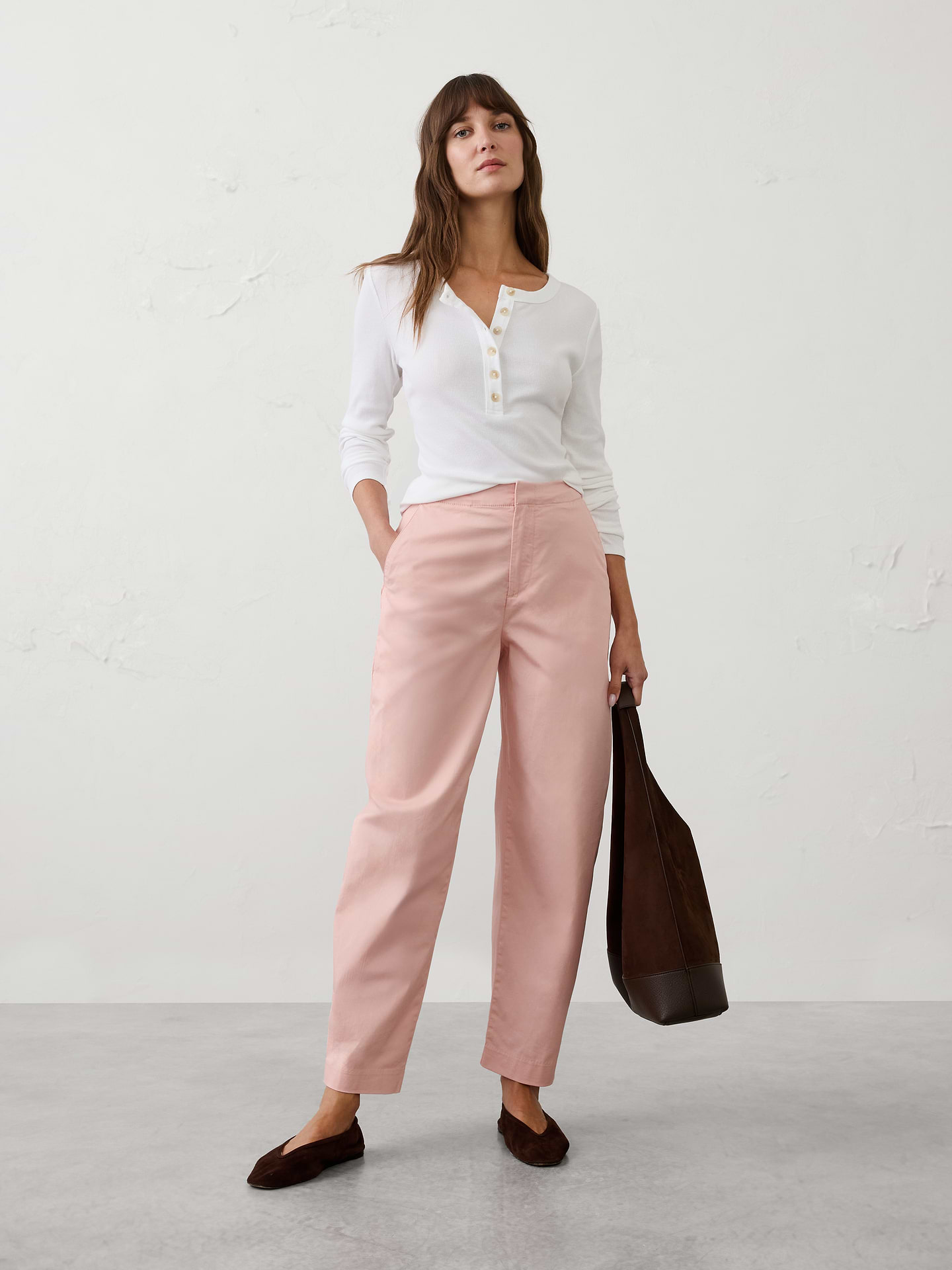 Image number 1 showing, Barrel-Leg High-Rise Twill Pleated Utility Pant