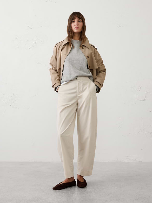 Barrel-Leg High-Rise Twill Utility Pant
