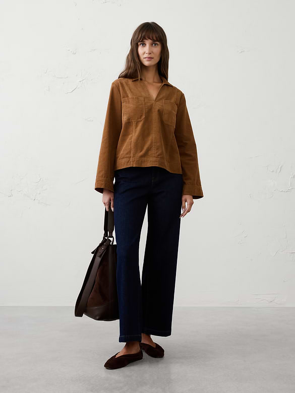 Collared Corduroy Popover Shirt