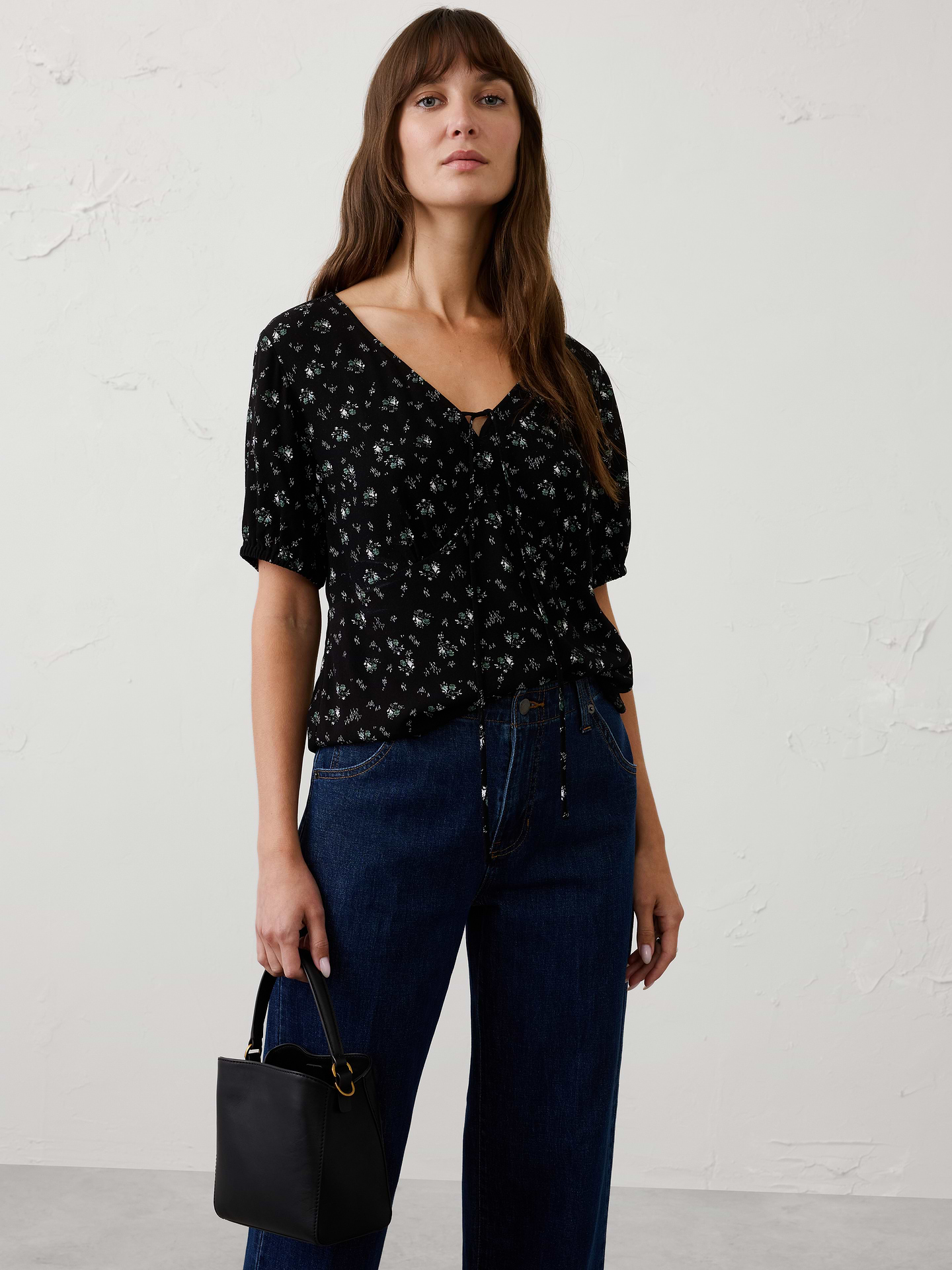 Image number 1 showing, Tie‑Front Peplum Top