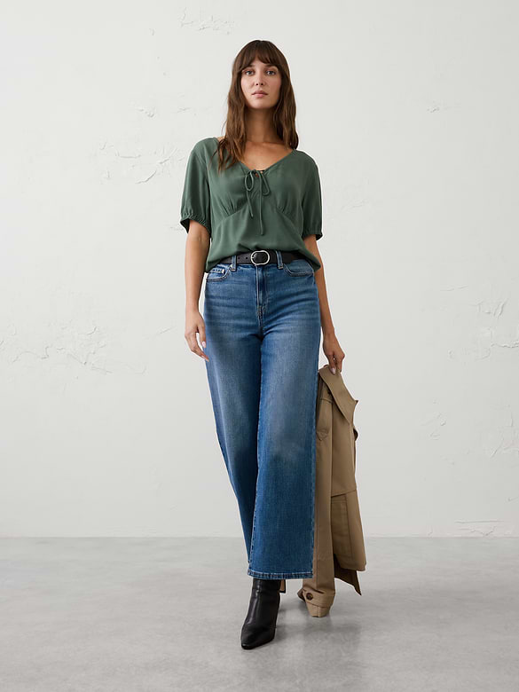 Tie?Front Peplum Top