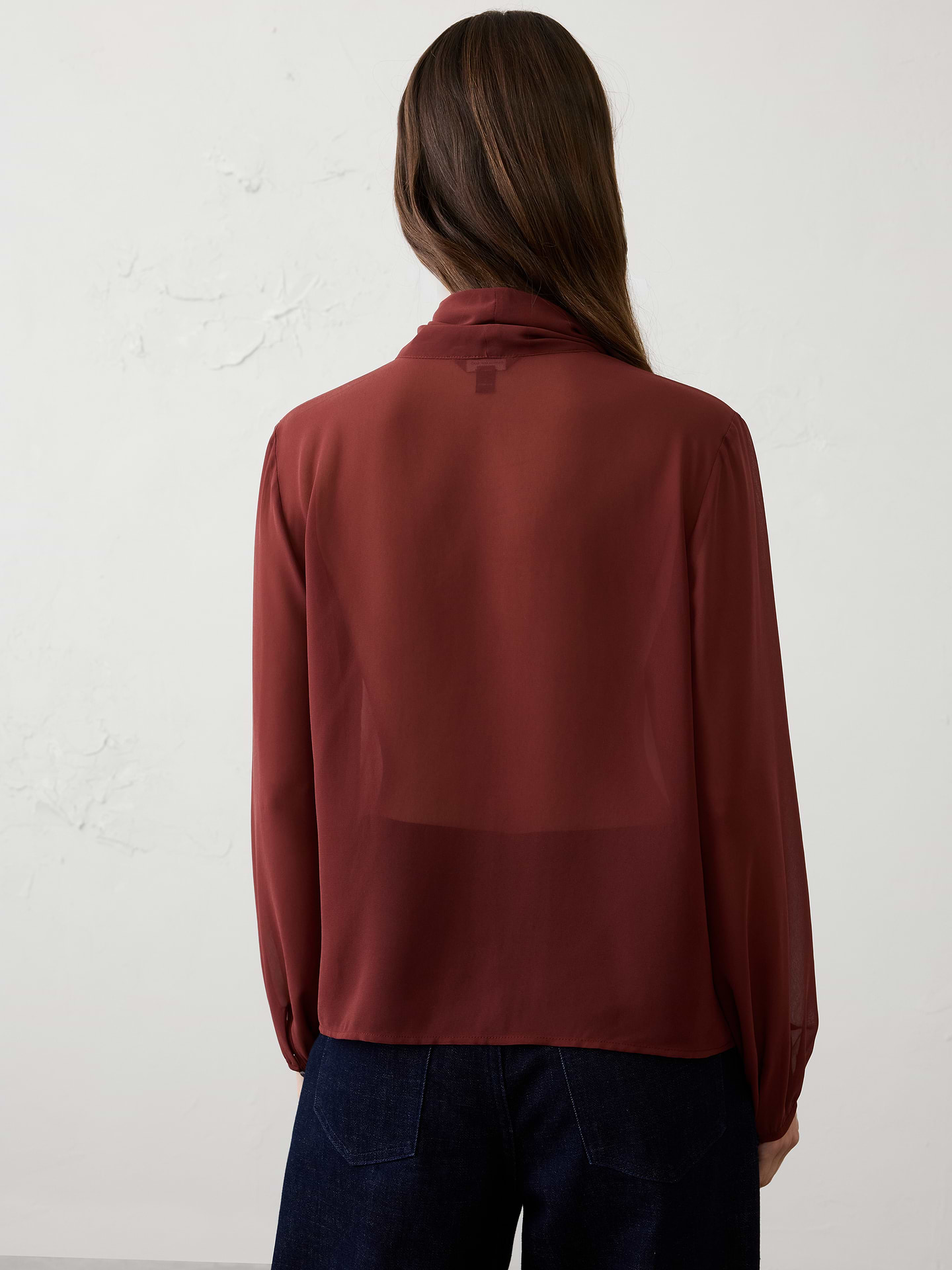 Image number 2 showing, Sheer Scarf-Neck Blouse