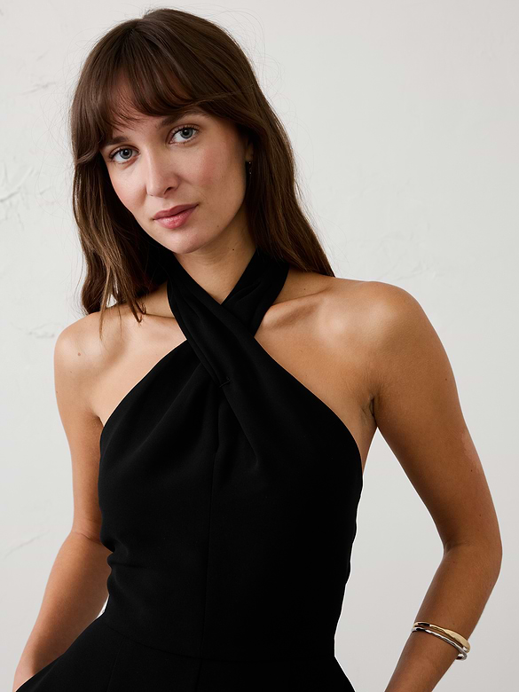 Tailored Crossed-Halter Jumpsuit