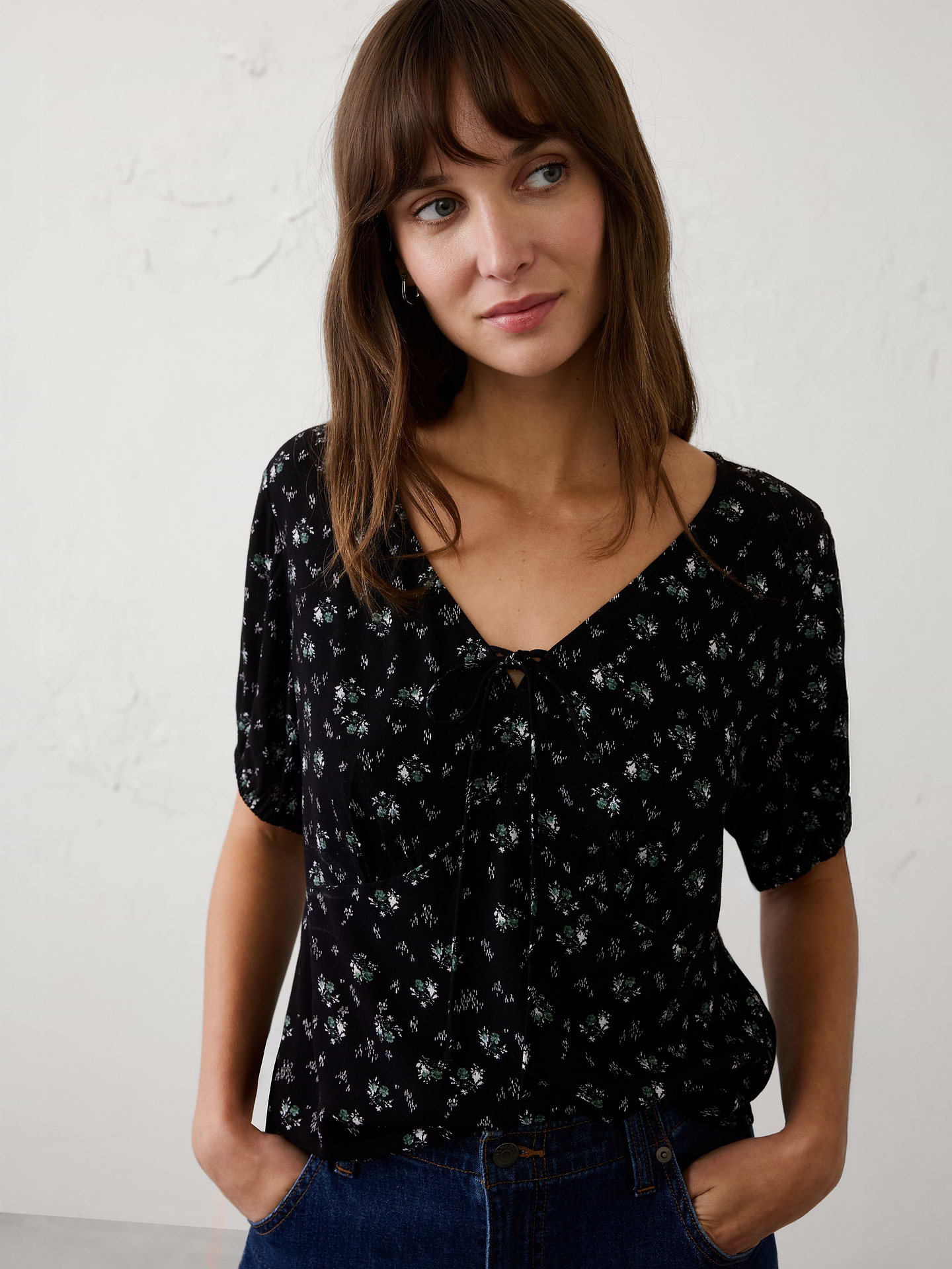 Image number 3 showing, Tie‑Front Peplum Top