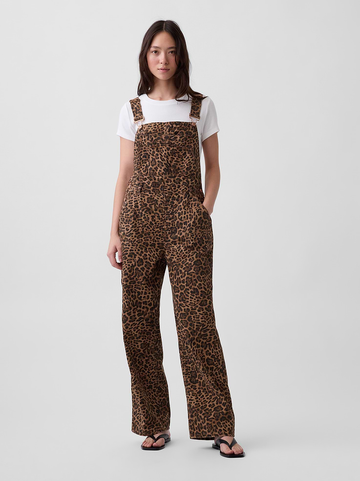 Image number 1 showing, Leopard Print Loose Overalls