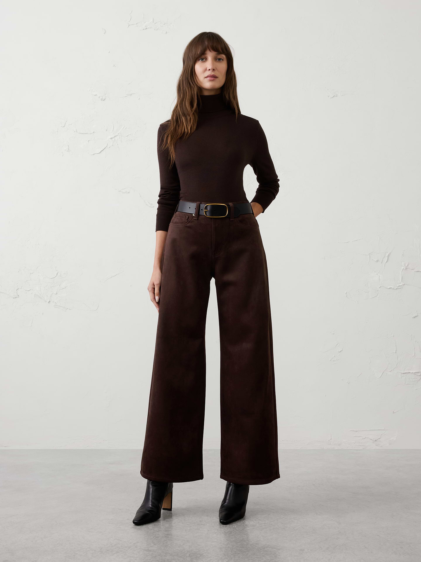 Image number 1 showing, Vegan Suede Wide-Leg High-Rise Pant