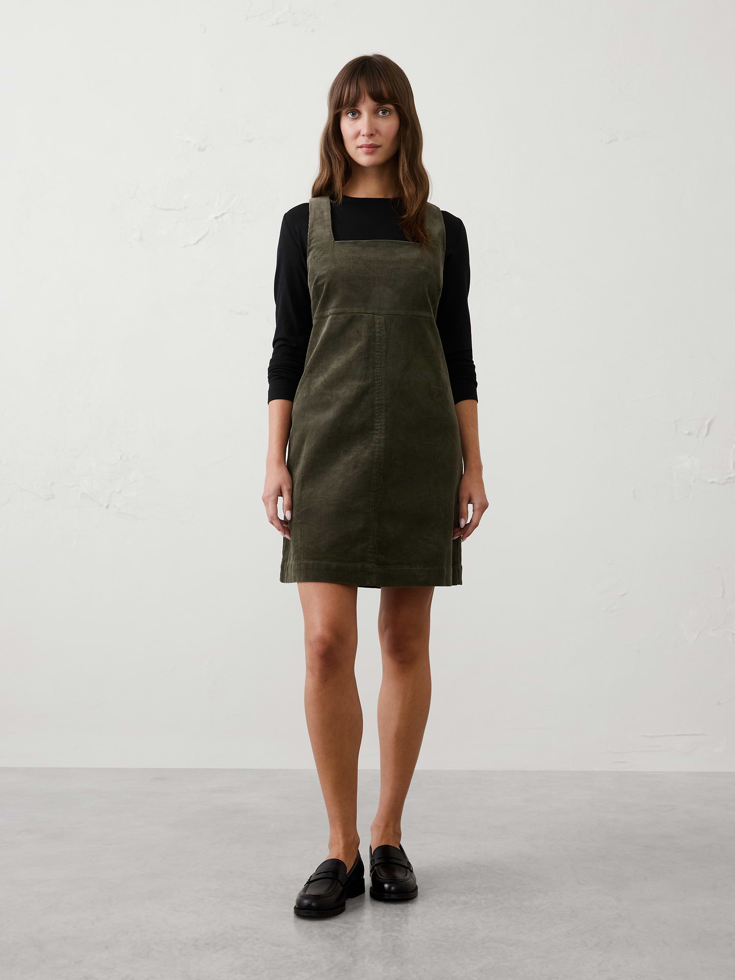 Image number 1 showing, Corduroy Empire Square-Neck Mini Dress