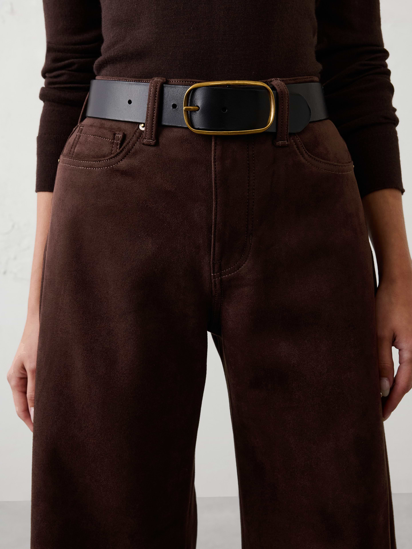 Image number 3 showing, Vegan Suede Wide-Leg High-Rise Pant