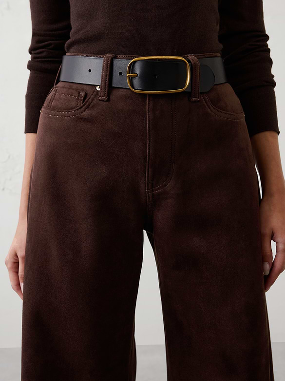 Vegan Suede Wide-Leg High-Rise Pant