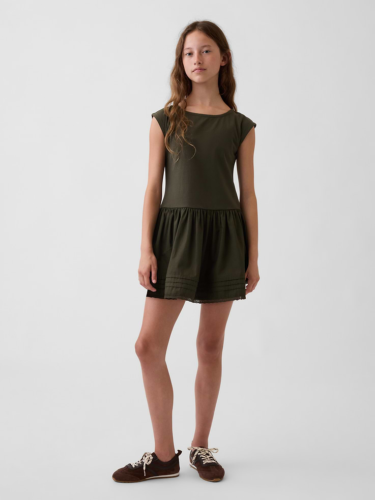 Image number 1 showing, Kids Mixed Media Drop-Waist Dress