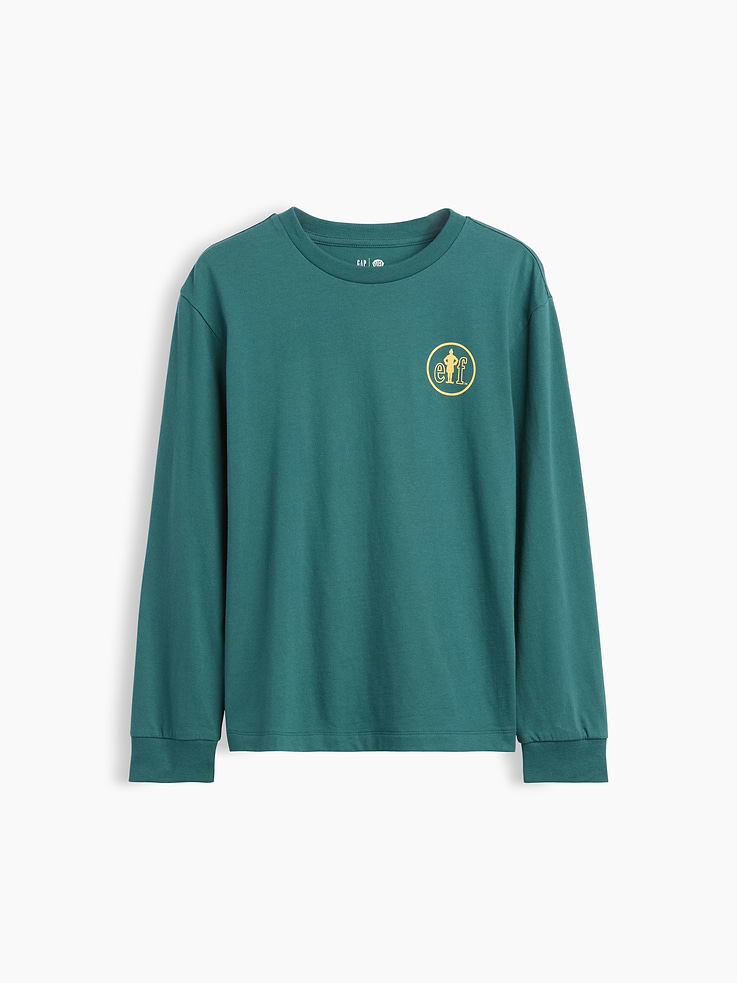Image 1 of 3, Soft cotton jersey graphic T-shirt. In a relaxed fit., Crewneck., Long sleeves with banded cuffs., WB™ holiday movie graphics at front and back., This product was made in a factory that invests in gender equity and women’s empowerment through RISE. Learn more at gapinc.com/equity ., Product #1187941