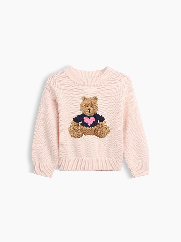 Image 1 of 2, Soft knit cotton sweater., Crewneck., Long sleeves., Ribbed cuffs and hem., Graphic at front or allover print., This product was made in a factory that invests in gender equity and women’s empowerment through RISE. Learn more at gapinc.com/equity ., Product #1184977