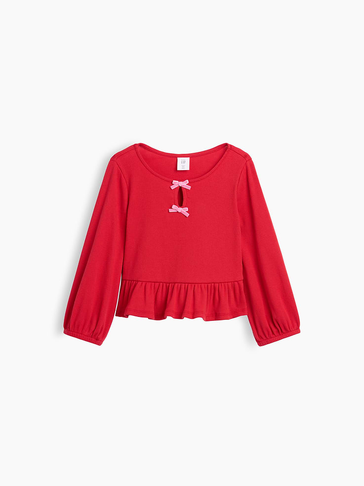 Image 2 of 4, Baby & Toddler Rib Peplum Top