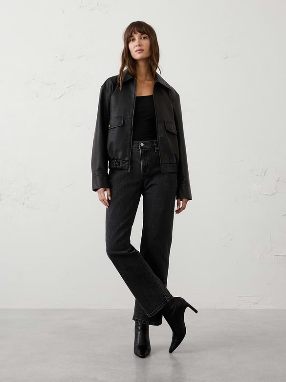 Vegan Leather Bomber Jacket