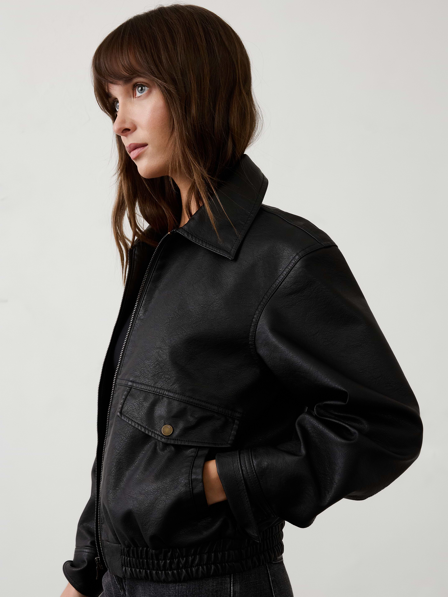 Image number 3 showing, Vegan Leather Bomber Jacket