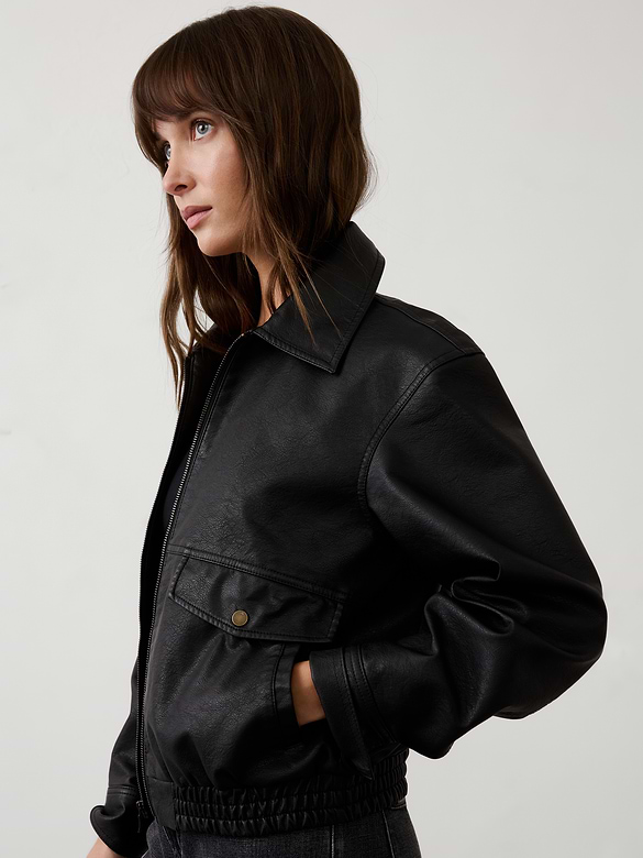 Vegan Leather Bomber Jacket