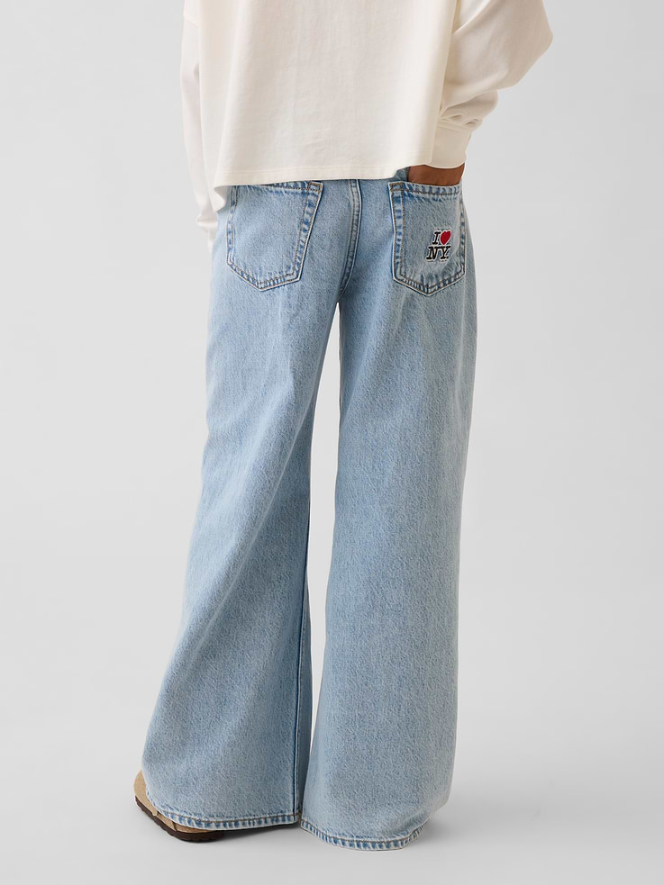 Image number 4 showing, Kids Low Rise Embroidered I Heart NY Baggy Jeans