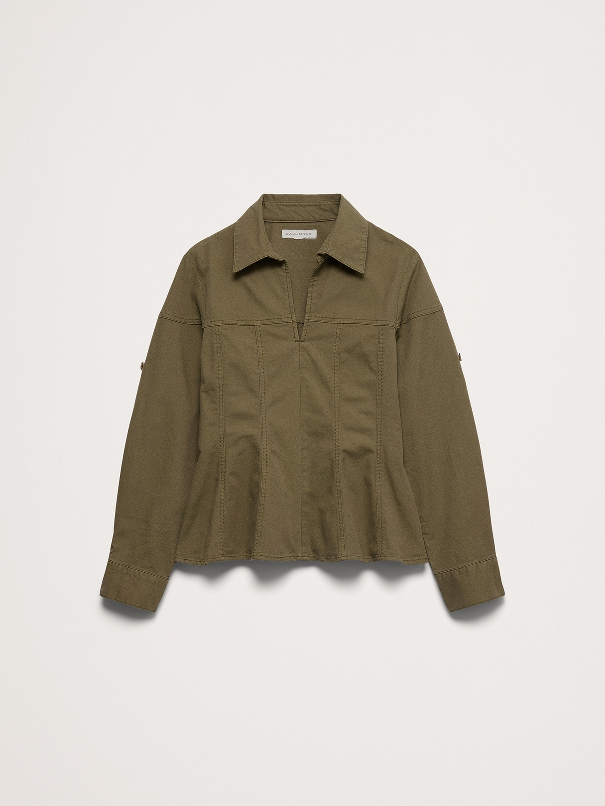 Stretch-Cotton Pleated-Waist Top | Banana Republic