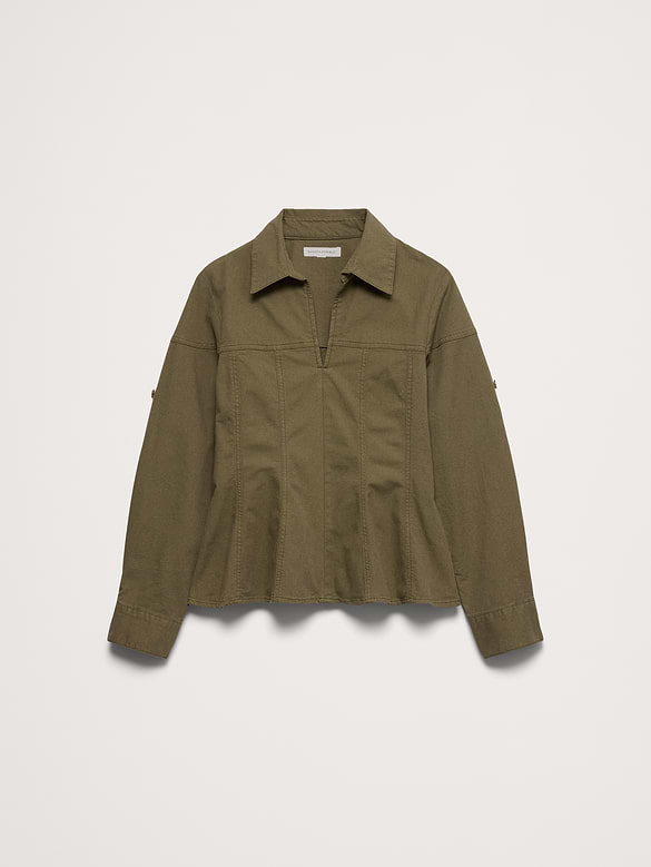 Haut à taille plissée en coton extensible