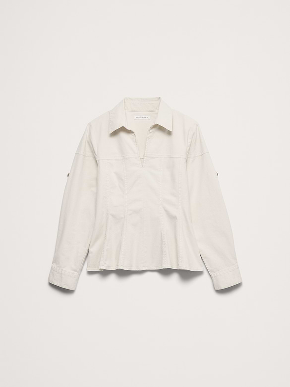 Haut à taille plissée en coton extensible