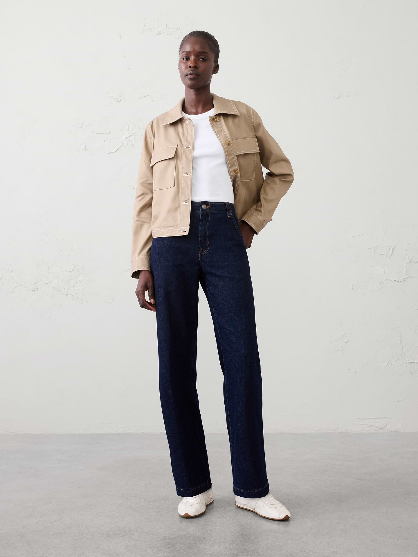 Image number 1 showing, Straight High-Rise Tailored Jean