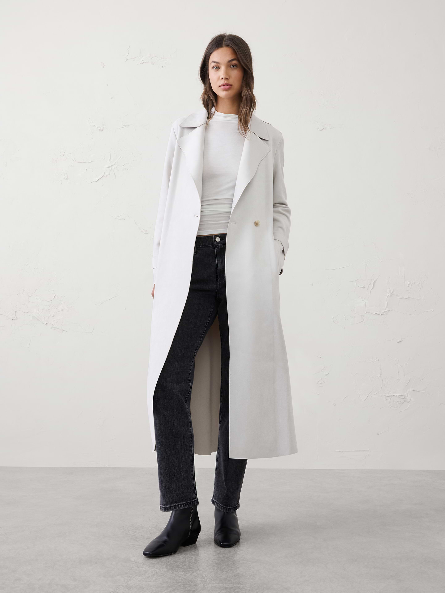 Image number 1 showing, Vegan Suede Long Coat