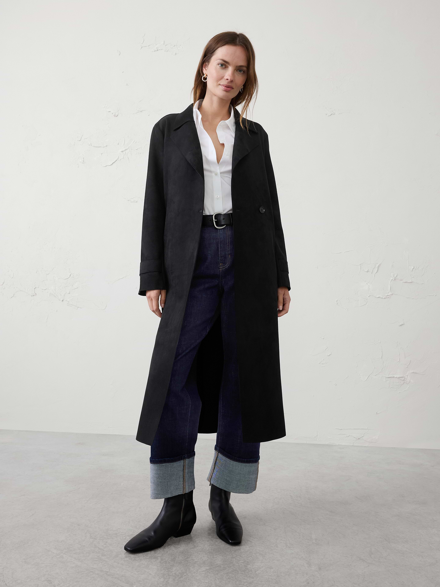 Image number 1 showing, Vegan Suede Long Coat