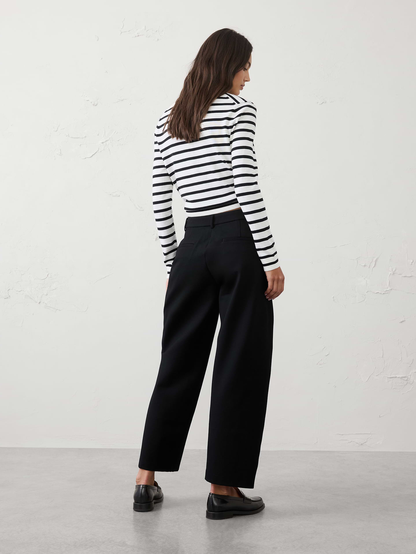 Image number 2 showing, Barrel-Leg High-Rise Knit Ponte Pant