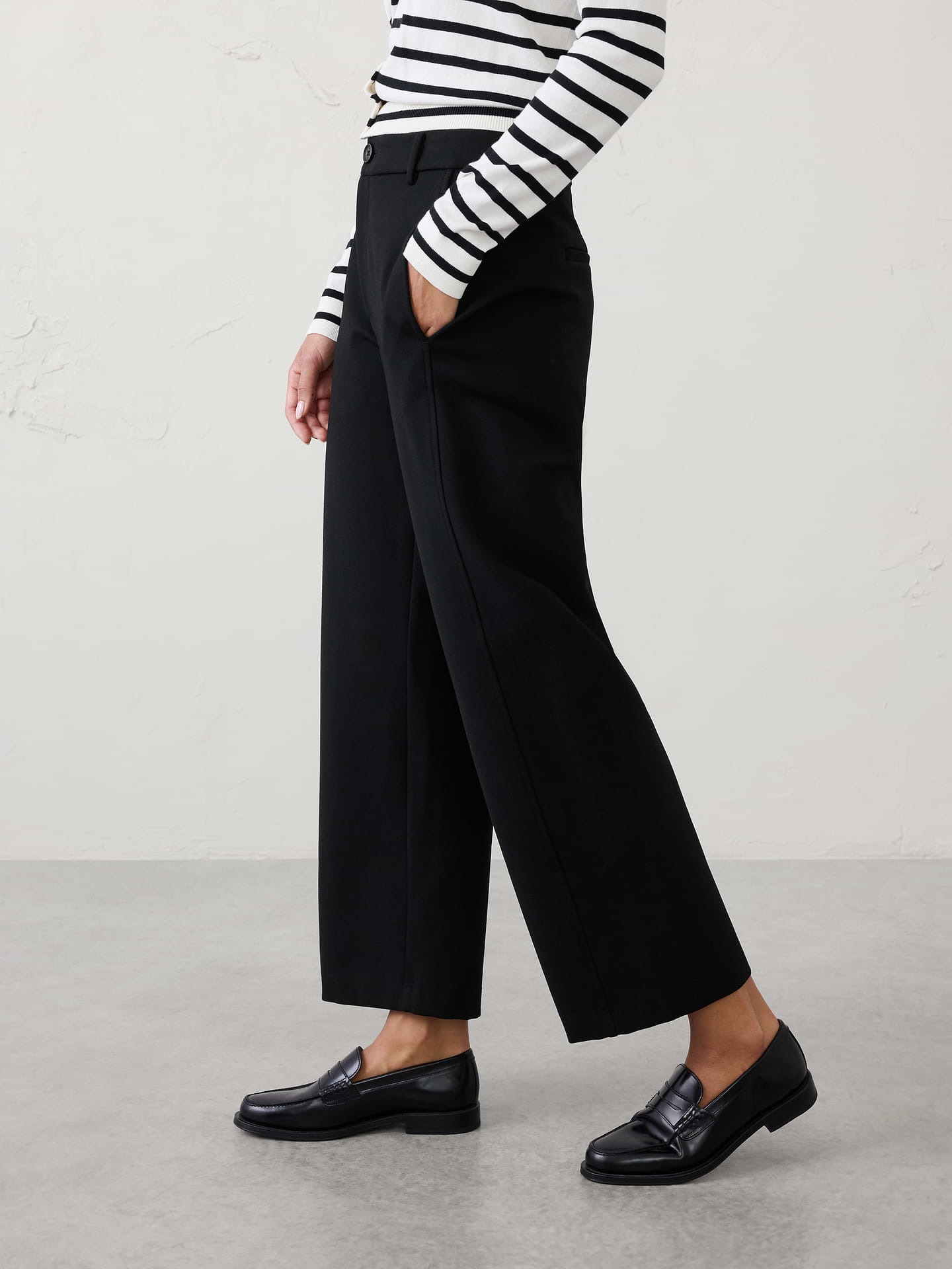 Image number 3 showing, Barrel-Leg High-Rise Knit Ponte Pant