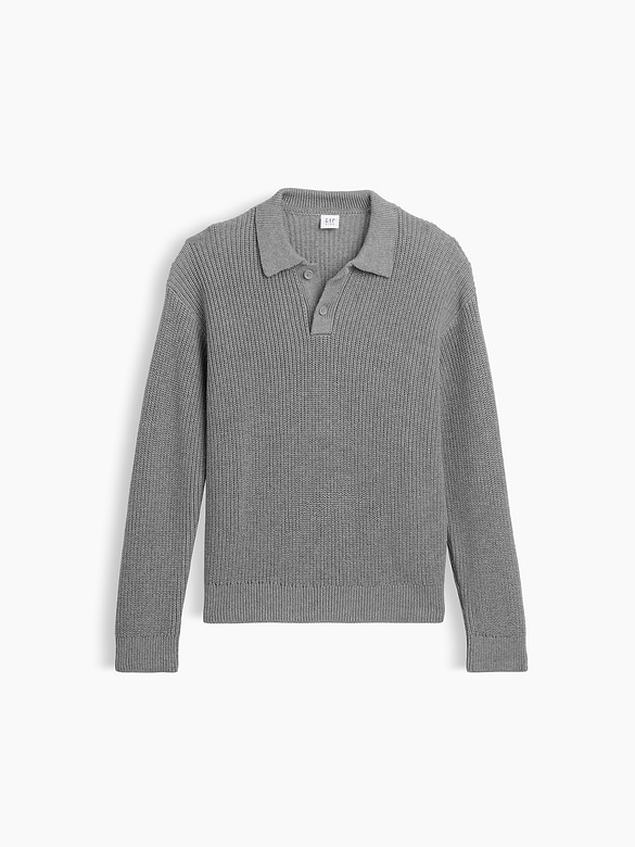 Kids 100% Cotton Relaxed Polo Sweater