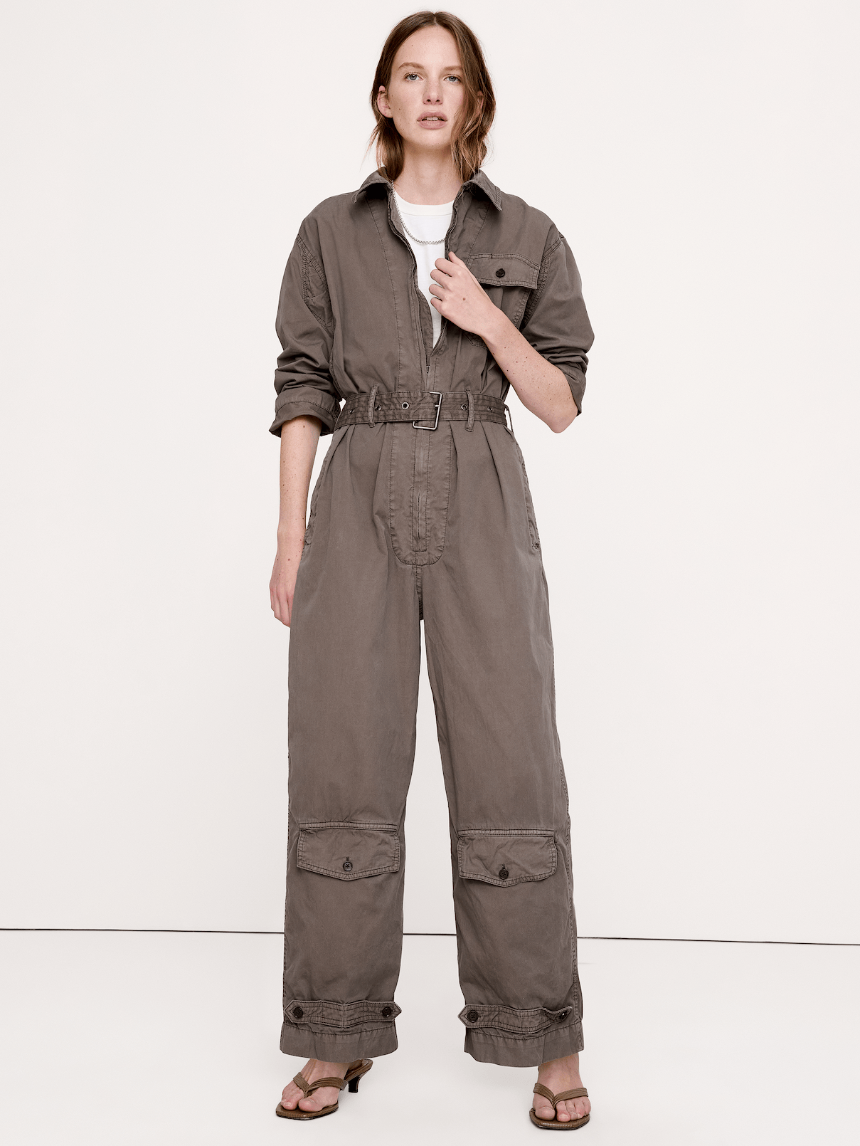 Image number 1 showing, Cotton Twill Zip Jumpsuit