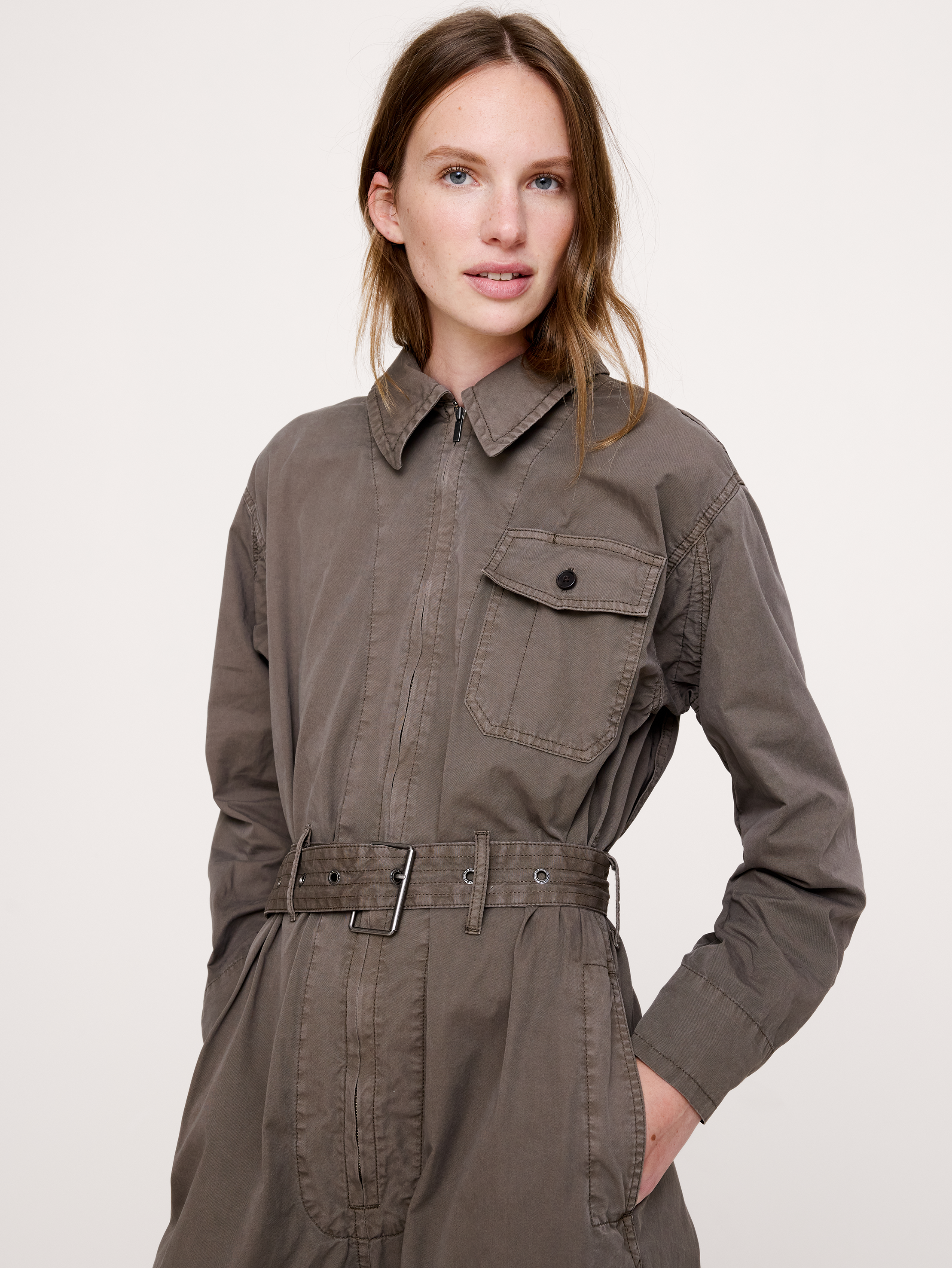Image number 4 showing, Cotton Twill Zip Jumpsuit
