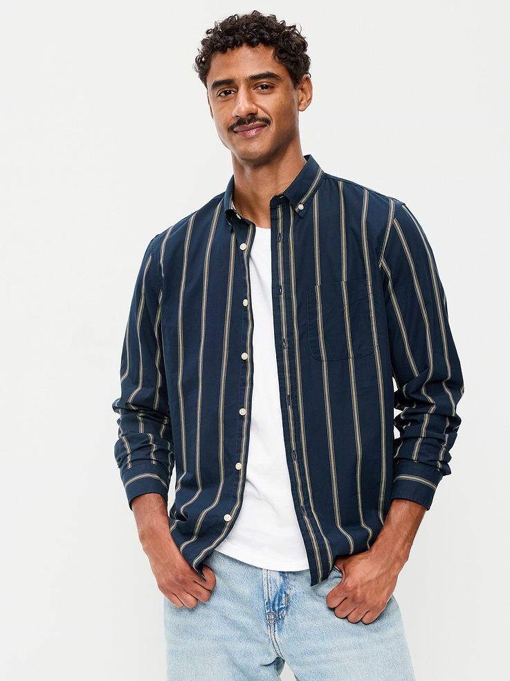 L'image numéro 1 présente Chemise passe-partout coupe classique en popeline à rayures
