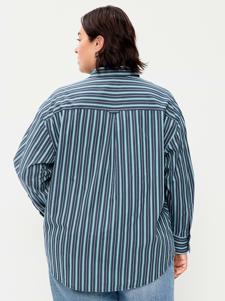 Image 8 of 8, Oversized Button-Down Boyfriend Shirt