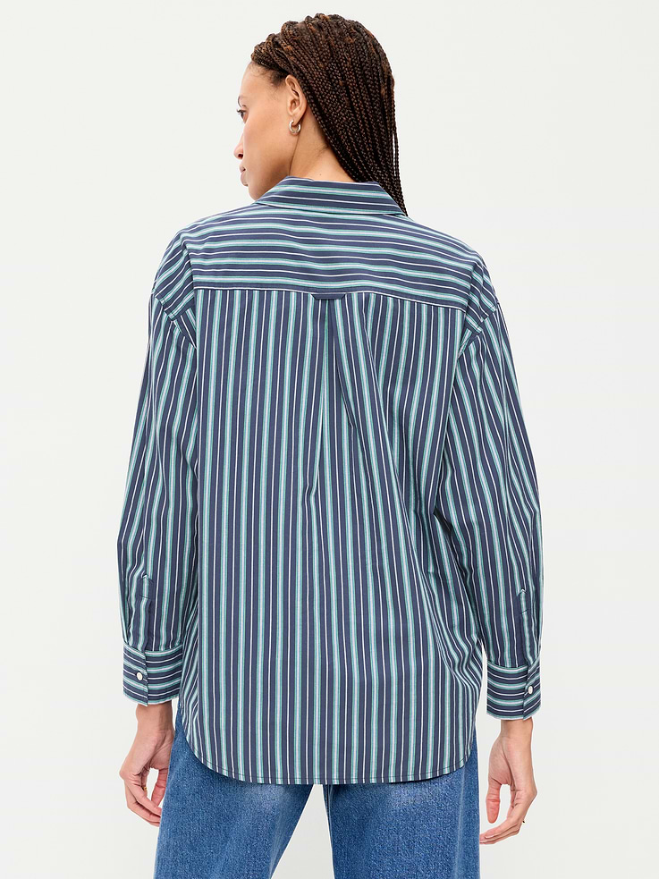 Image 2 of 8, Oversized Button-Down Boyfriend Shirt