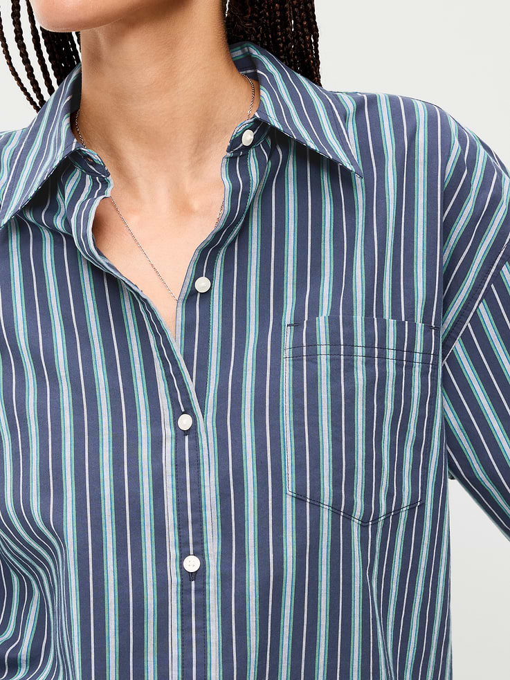 Image 4 of 8, Oversized Button-Down Boyfriend Shirt