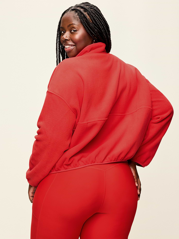 Image number 8 showing, Oversized Half-Zip Cropped Fleece Sweatshirt