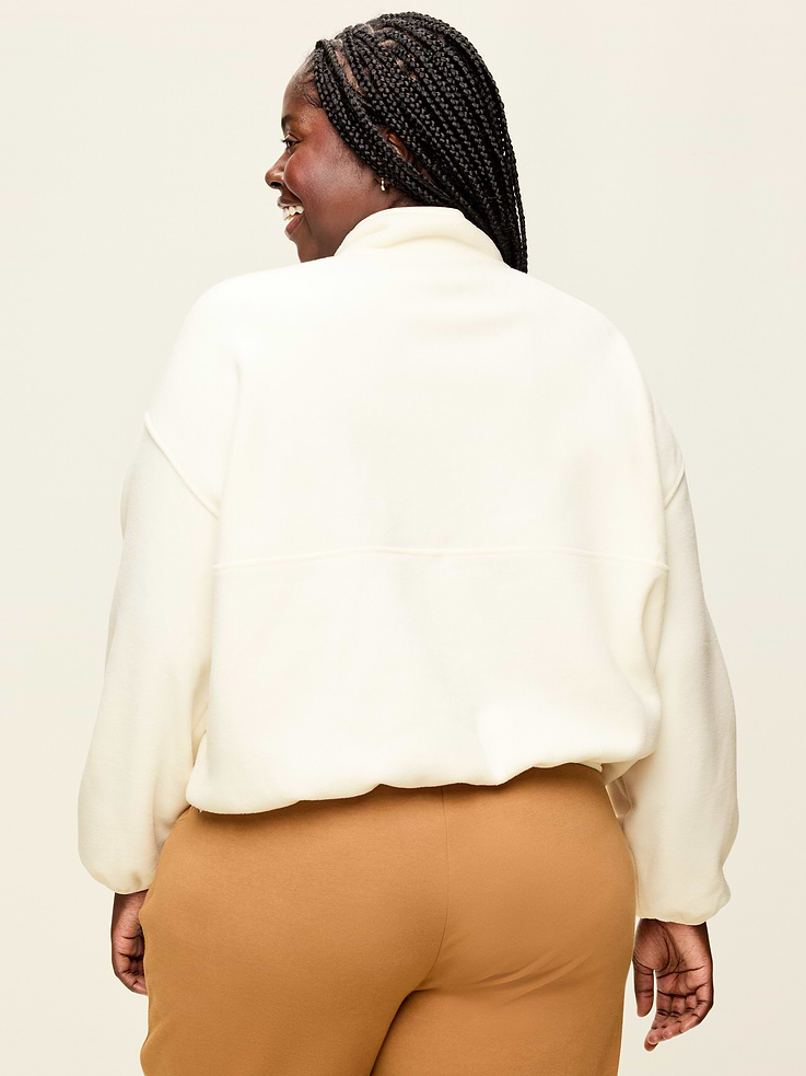 Image number 8 showing, Oversized Half-Zip Cropped Fleece Sweatshirt