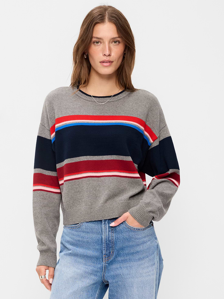 Image number 1 showing, SoSoft Cotton Crew-Neck Cropped Sweater