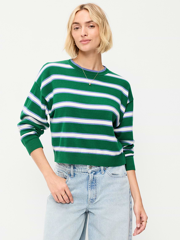SoSoft Cotton Crew-Neck Cropped Sweater