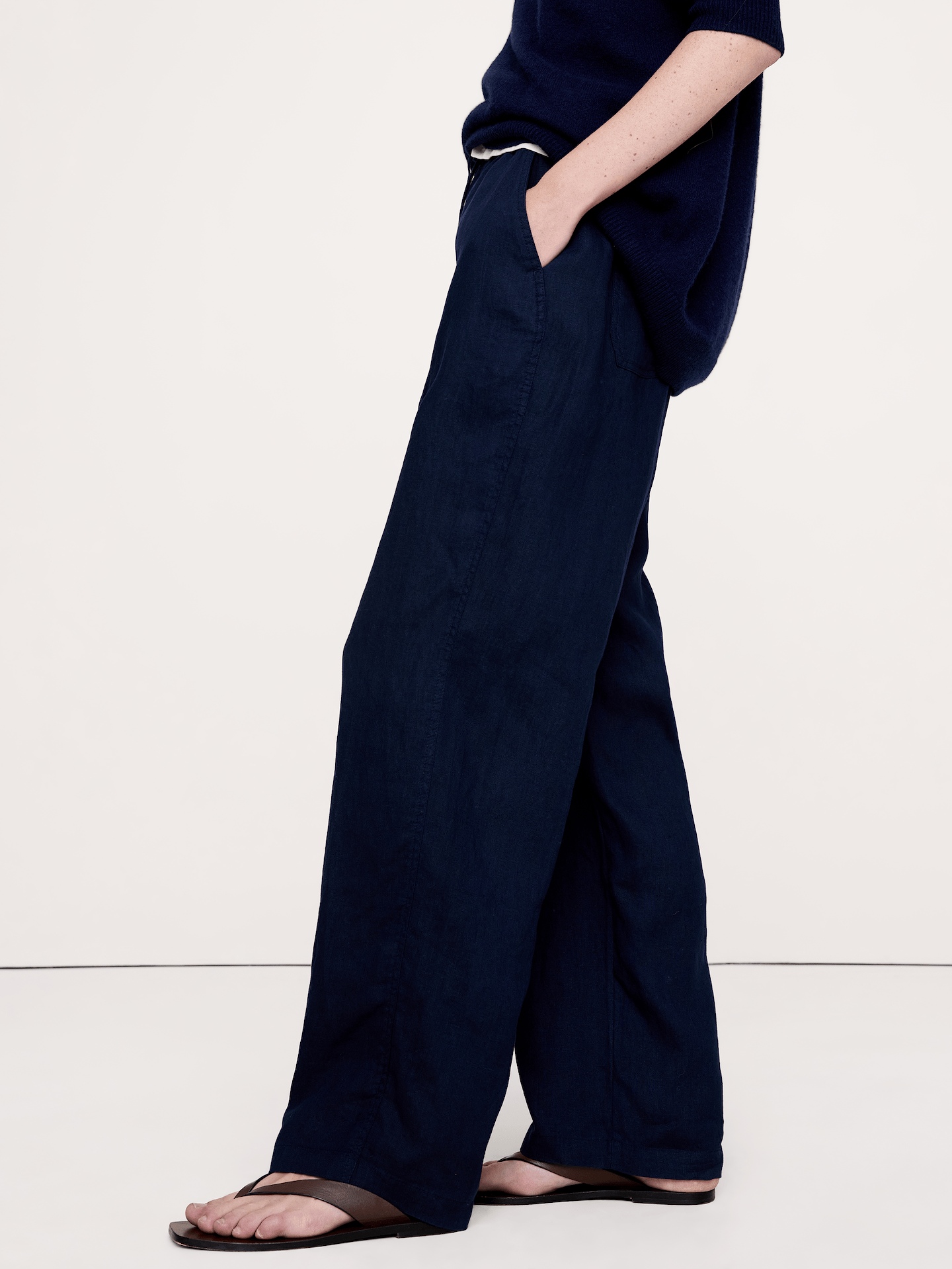 Image number 3 showing, The Getaway Straight-Leg Pull-On Pant in Linen