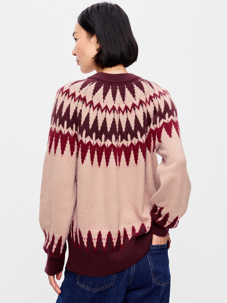 Image 2 of 5, Oversized Crew-Neck Fairisle Sweater