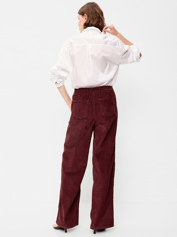 Image 3 of 8, High-Waisted Baggy Wide-Leg Corduroy Pants