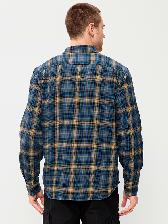 Relaxed Long-Sleeve Flannel Pocket Shirt