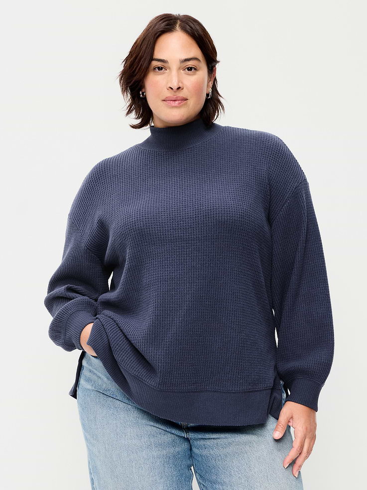 Image 6 of 7, Oversized Mock-Neck Long-Sleeve Top
